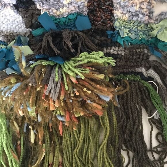 OOAK handmade woven wall hanging blue green. A0002 - Picture 7 of 7